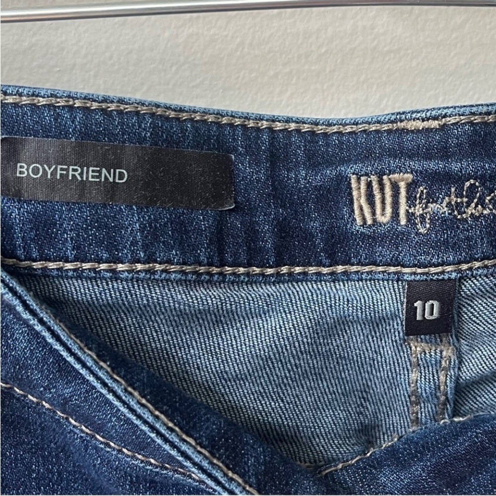 Kut from the Kloth Boyfriend Distressed Denim Jeans Women 10 Medium Wash Stretch - Picture 10 of 13